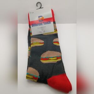 Men's Hamburger Pattern Socks - Red and Black